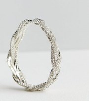 New Look Silver Diamante Plaited Bracelet